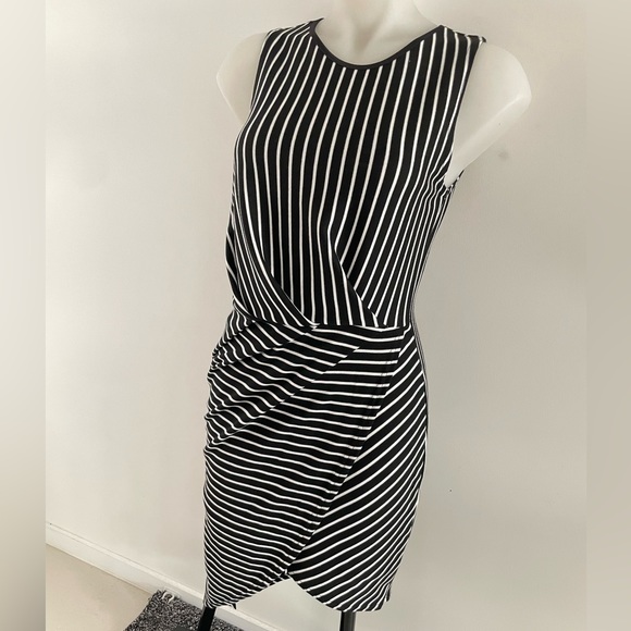 Boohoo Night Stripe Assymetrical Dress - Picture 2 of 6